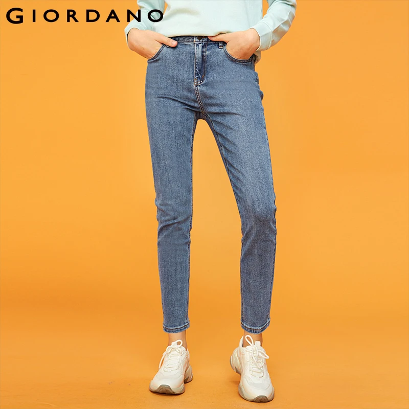Giordano Для женщин джинсы Для женщин пять с карманами, по лодыжки джинсы женская мода джинсовые штаны на молнии спереди эластичная ткань; Feminina
