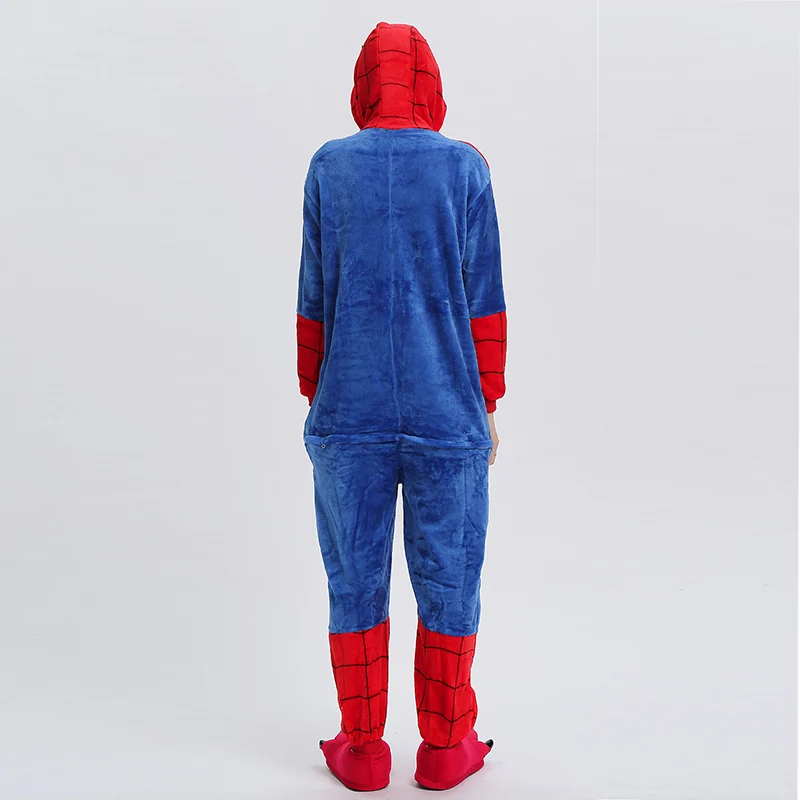 Kigurumi Пижамы взрослых Комбинезоны Для женщин Для мужчин фланелевые костюмы Семья «Супермен», «Бэтмен», «Человек-паук»; Пижама комбинезоны зимние пижамы