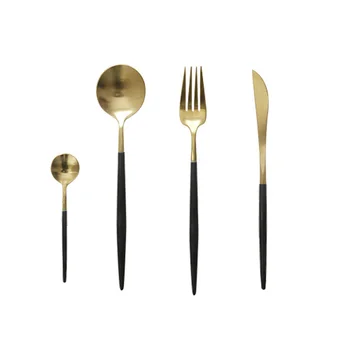 

Gold and Black Silverware Stainless Steel Western Food Tableware Sets Black Travel Utensil Portable Travel Cutlery Set II50DCS