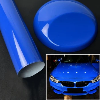 

1pc Car sticker Blue Super glossy Bubble Decal Waterproof UV resistant Decoration Protective Practical Durable