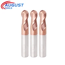 Augusttools – fraise à bout en carbure de tungstène HRC60, 2 cannelures, en alliage, pour le nez à bille, outils de fraisage