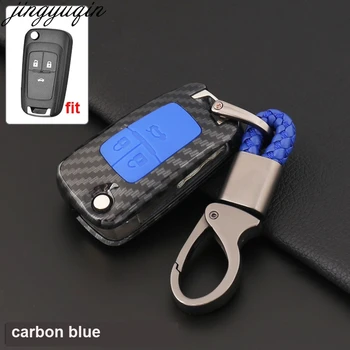 

jingyuqin 3B Carbon Fiber Silicone Key Case Cover For Chevrolet Cruze Epica Lova Camaro Impala 2 3 4 5 Button HU100 Blade
