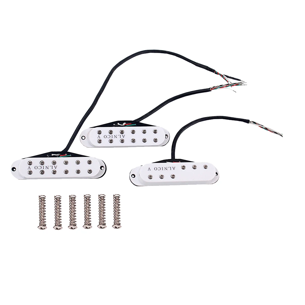 

White Mini Neck Middle Bridge Single Coil Electric Guitar Pickups Set