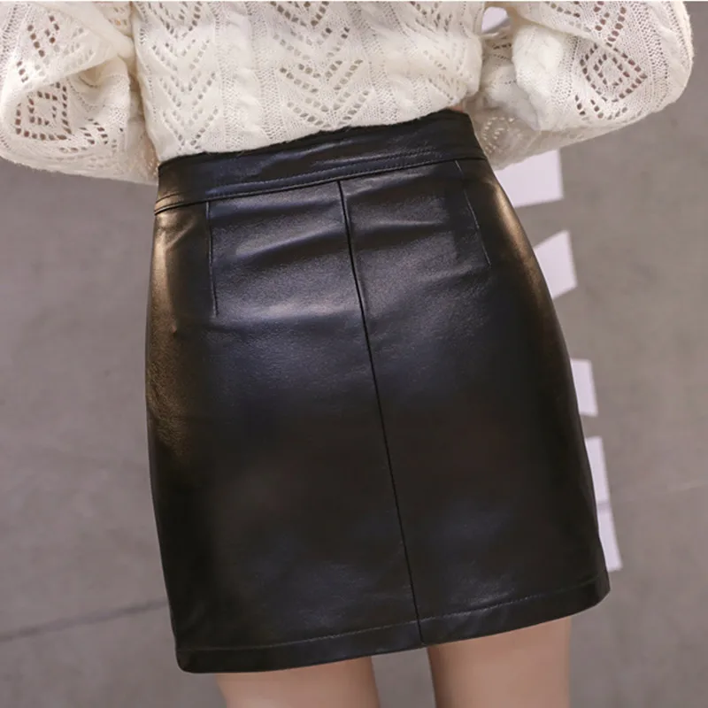 Genuine Leather Skirts Womens 100 Real Sheepskin Skirt Mini Bodycon