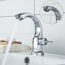 

1pc Bathroom Kitchen Basin Sink Faucets Zinc Alloy Silver Deck Mounted Single Handle Anti-rust Single Cold Taps