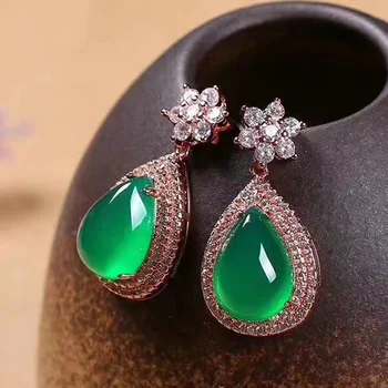 

Jadery Natural Green Jade Stone Jewelry Sets For Women Vintage 925 Sterling Silver Necklace Earrings Ring Wedding Jewelry Gifts