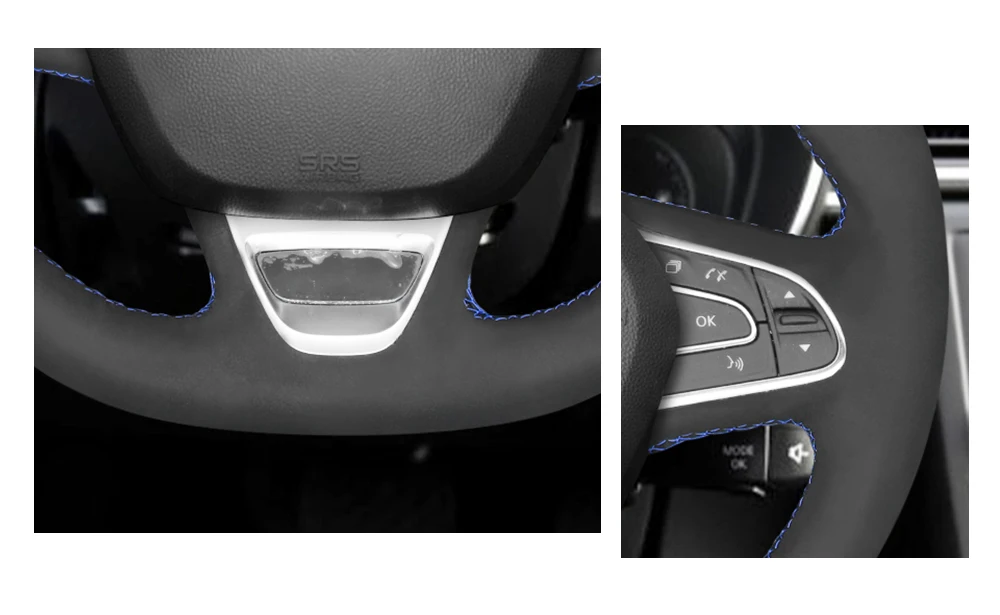 Ручной работы черная замша Handsewing чехол рулевого колеса автомобиля для Renault Kadjar- Koleos- Megane