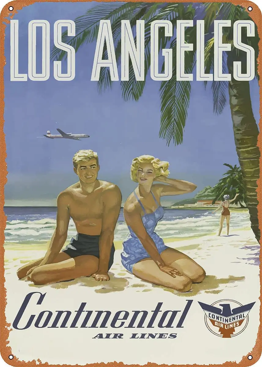 

LAQII Metal Signs Los Angeles Vintage Poster 2 Retro Home Decor Travel Wall Art Vintage Metal Tin Signs for Home Bars Clubs