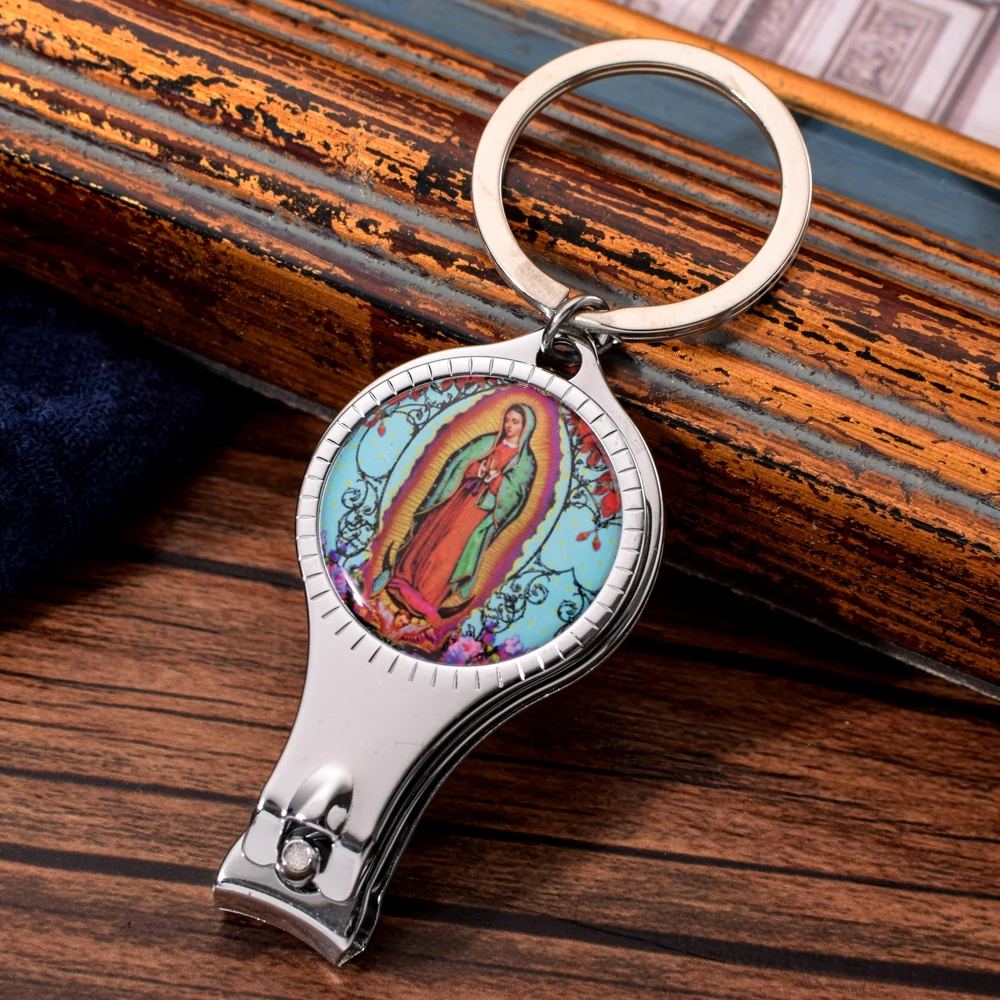03 Vicney Religious Series Nail Clipper Key Chain Personality Zinc Alloy Keychain Fine Christian Jesus Beer Opener For Men Key Ring - Цвет: 03
