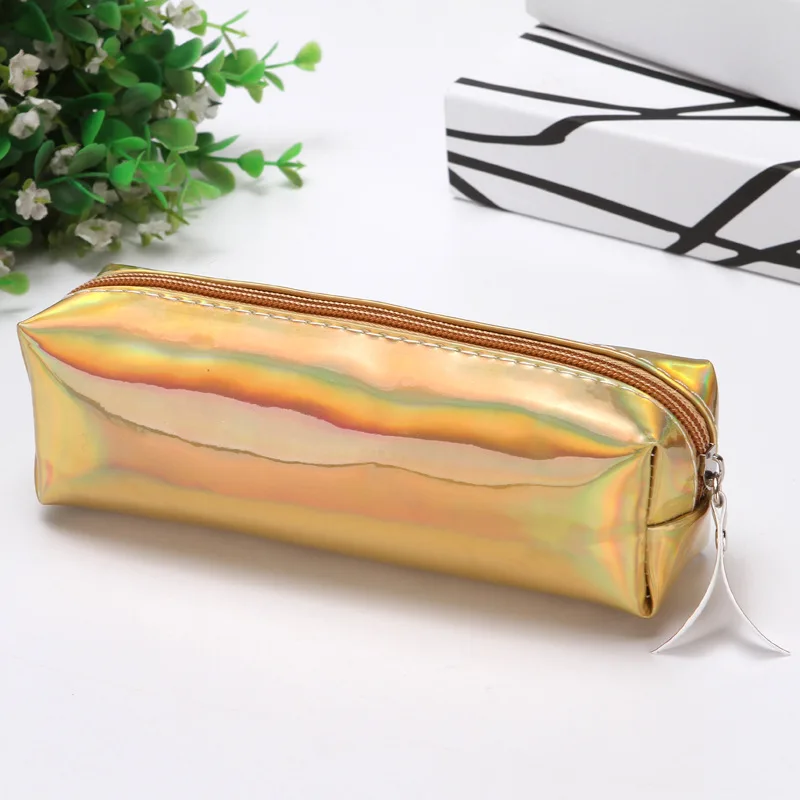 New laser pencil bag Simple ladies cosmetic bag cylinder storage bag male and female students stationery pencil bag CL-19222 - Цвет: Цвет: желтый