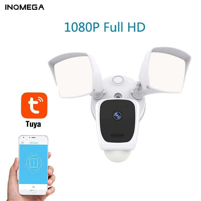 

Tuya Security IP Camera Floodlight Full HD Wifi Outdoor Camera IP65 With Build In Alarm Two Way Audio PIR Detection Cam