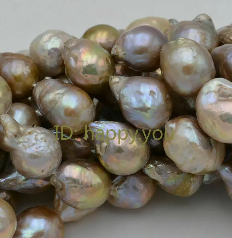 

Natural 14x18mm Multicolor Baroque Edison Reborn Keshi Pearl loose beads 15”AAA