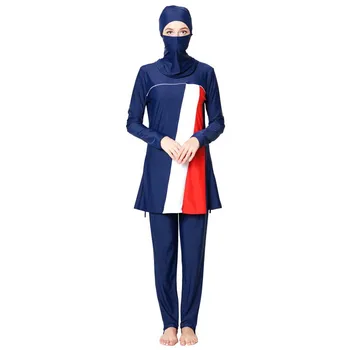 

DROZENO Muslim Swimwear Women Modest Patchwork Hijab Long Sleeves Sport Swimsuit Islamic Wear Bathing Suit Pus Size swimsuit