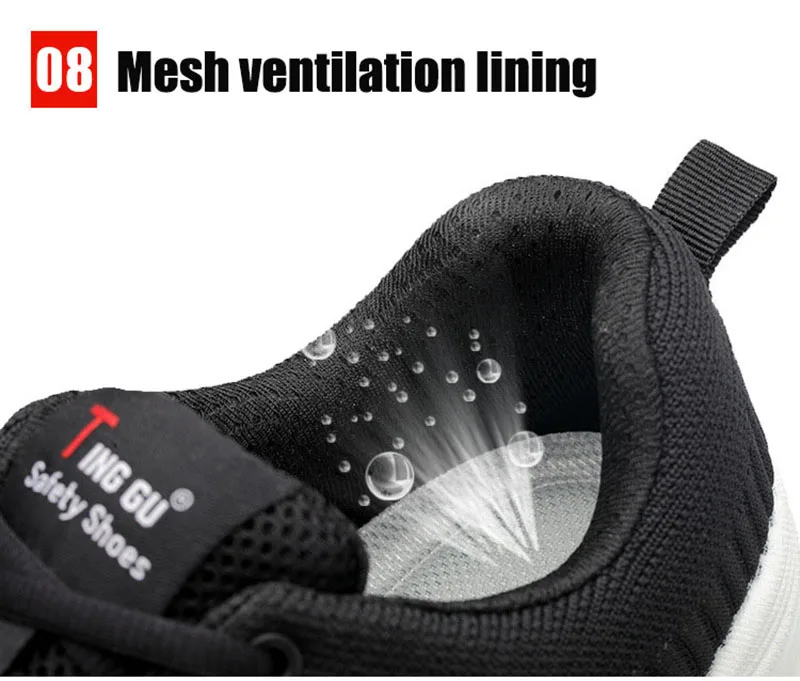 Indestructible Men's Steel toe cap puncture safety shoes breathable PU solid bottom Construction work sneakers