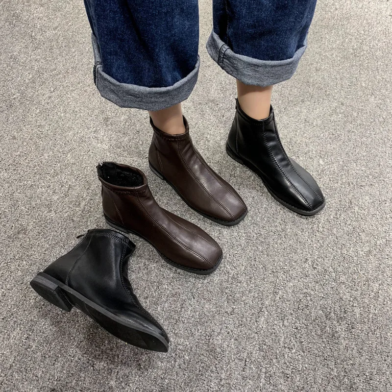 

Fast Send Wedding Boots New Women Shoes Spring Female Genuine Leather Ankle Boots Women Shoes Spring comfort soft leather Boots