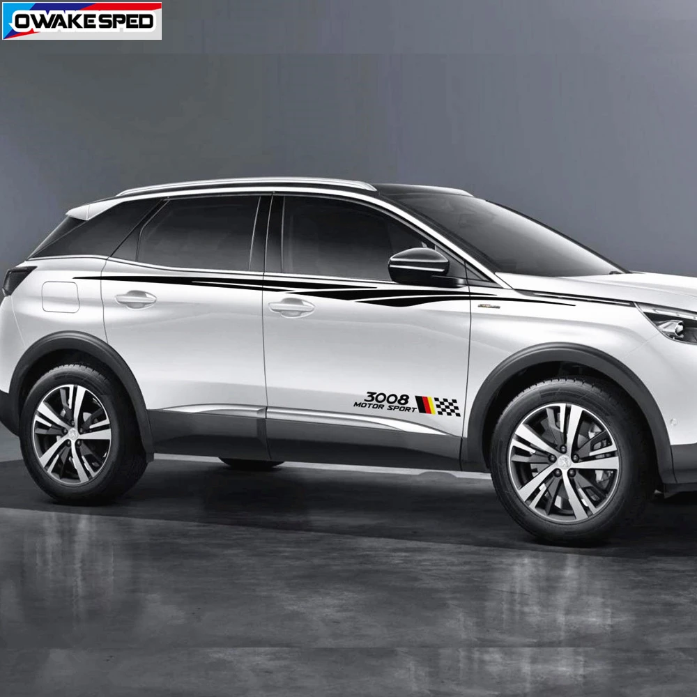 Для Peugeot 3008 гоночные спортивные полосы Автомобильная дверь Талия линии стикер