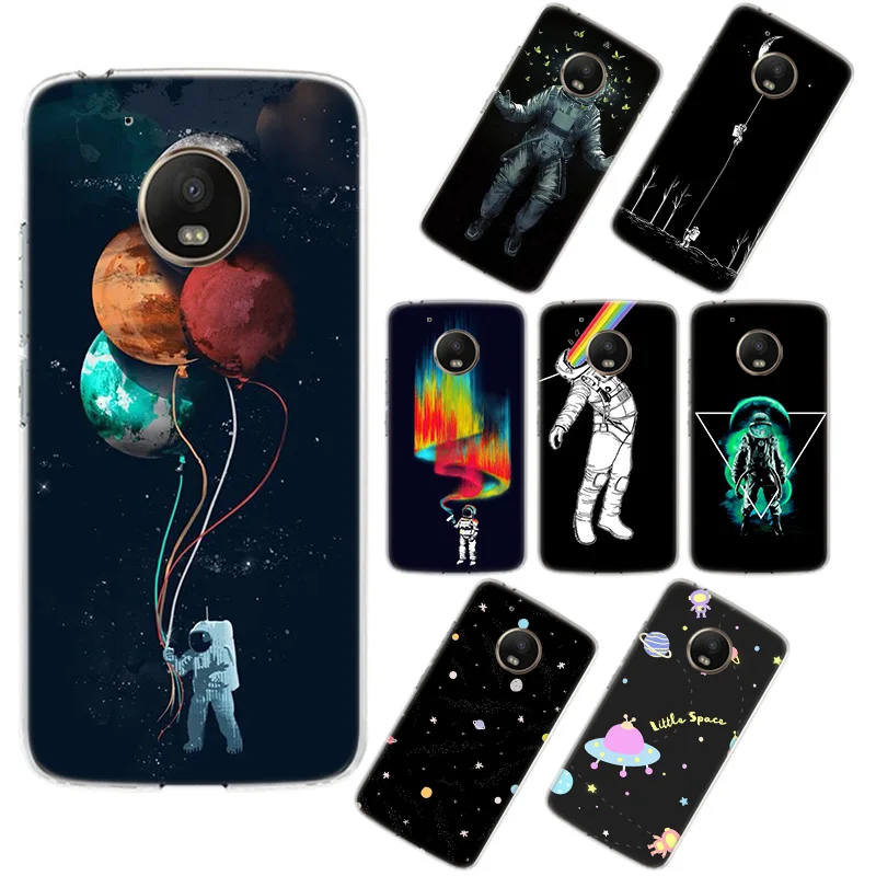 Black With White Moon Stars Space Astronaut Phone Case For Motorola Moto G7 Power G5 G5s G6 E4 E5 E6 Plus G4 Play Phone Cover Buy At The Price Of 1 99 - capinha de celular moto g7 play brawl stars