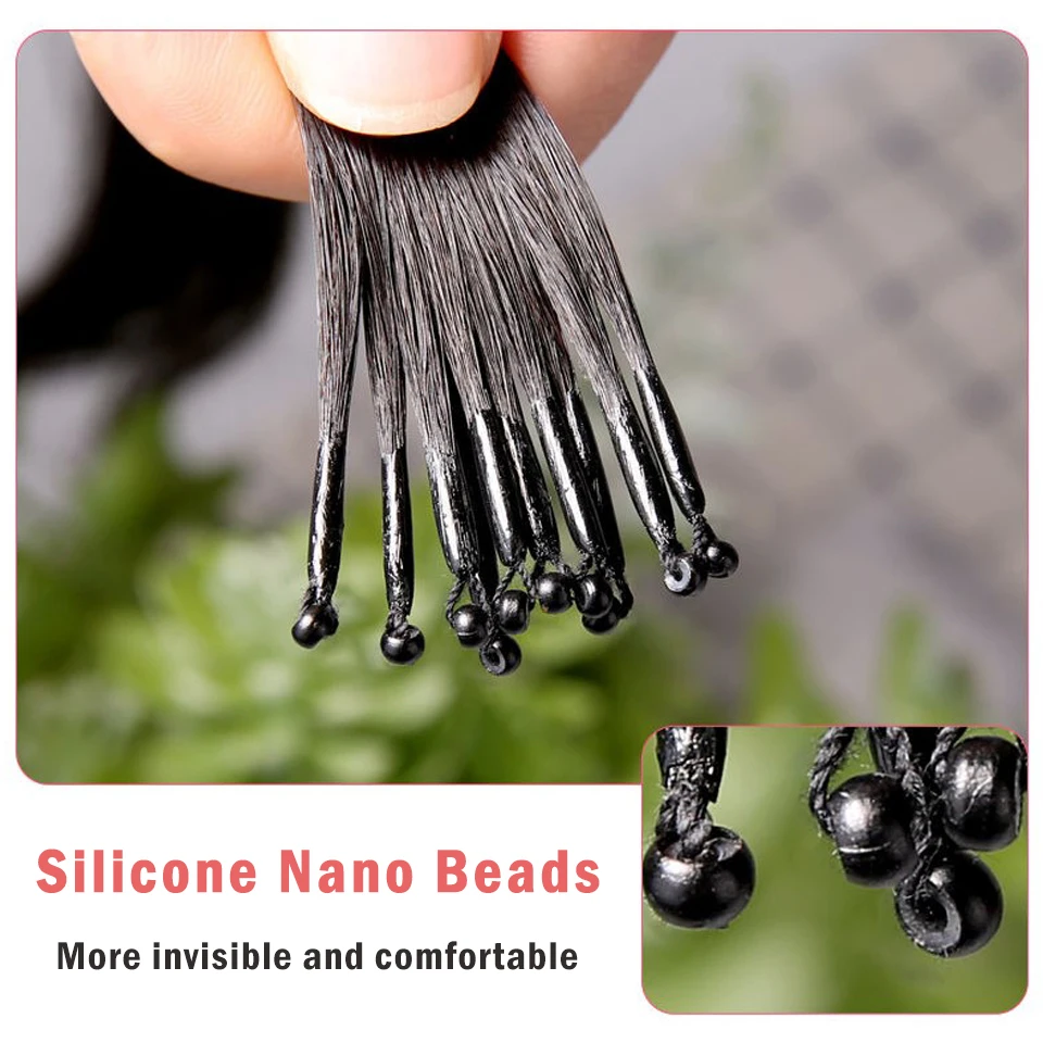 8D Micro Bead Hair Extensions Human Hair Nano Ring Invisible Mini Silicon Beads Black Brown Blonde Microlink Extensions human hair extensions