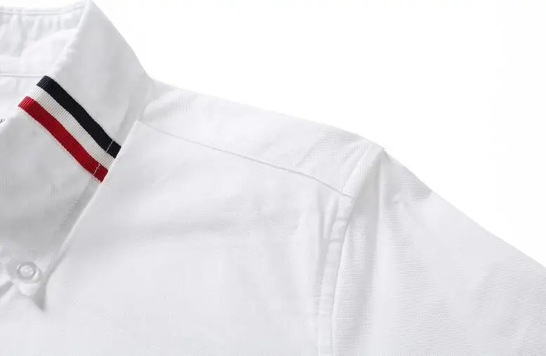 Модные TB солнцезащитные очки THOM брендовые рубашки Для мужчин Slim Fit Белая Повседневная рубашка с длинным рукавом и отложным воротником однотонная оксфордская Мужская одежда