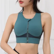 Front Zipper Sports Bras Women Breathable Push Up Running Vest Shockproof Female Underwear Plus Size Padded Athletic Crop Top