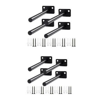 

4Pcs 6Inch Floating Shelf Brackets Invisible Solid Steel Blind Shelves Support Round Kit for Drywall Brick Wall