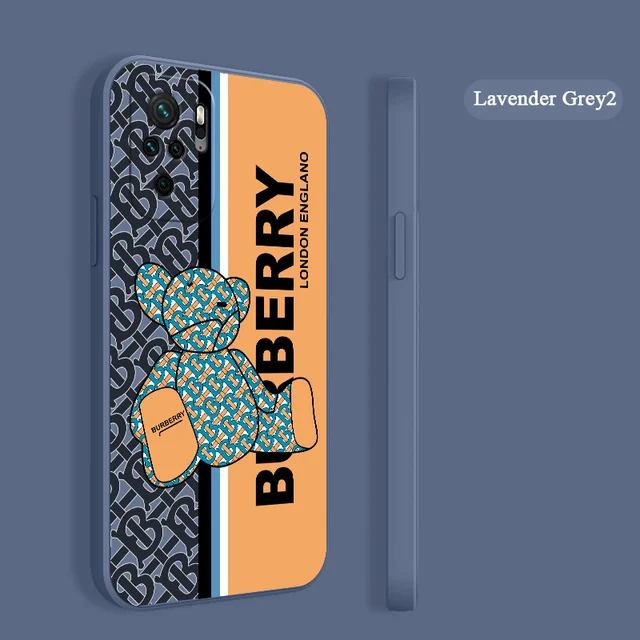 English Bear Case For Xiaomi Redmi Note 10 10S 9T 9 8 7 Pro Max Redmi 9 9A 9T K40 K30 K20 Pro Soft Liquid Silicone Phone Cover Lavender Gray2