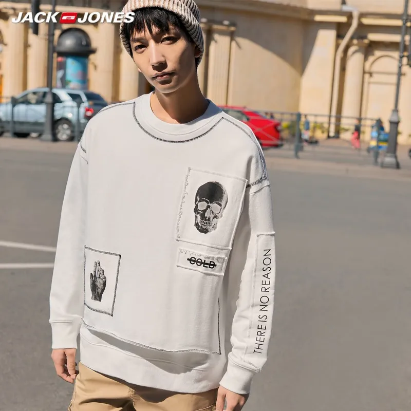 BRIGHT WHITE JackJones Мужская Мода Тренд highstreet Стиль Пуловер Толстовка 219333504 - Цвет: BRIGHT WHITE