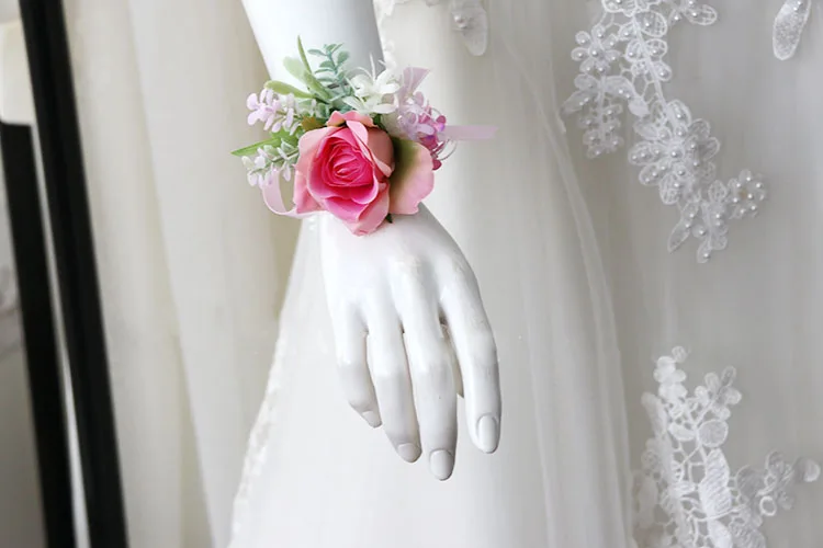 Йо Чо розовый зелень руки цветы Шелковые Розы вечерние бутоньерки на выпускной невесты жениха свадьба бутонье ягоды запястье корсаж цветы