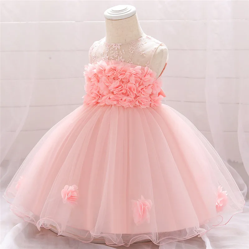 

Baby Girl Dress for 0-24M 1 Year Baby Girls Birthday Dresses for Infant Petals Tulle Vestido Party Princess Dress