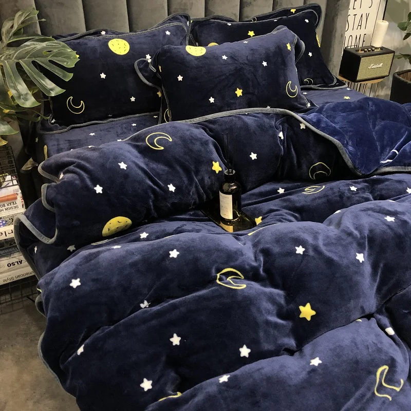 

Thick Warm Milk Suede Denim Winter Coral Fleece Double-Sided Flannel Quilt Cover Baby Law Levin Velvet Bed Sheet
