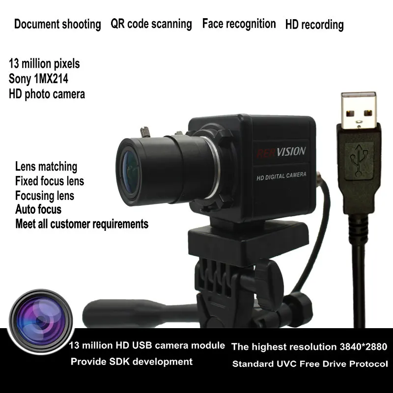 

13 Million Pixel HD USB Fixed Focus Camera Module Computer Sony 1MX214 with Microphone A4 Camera