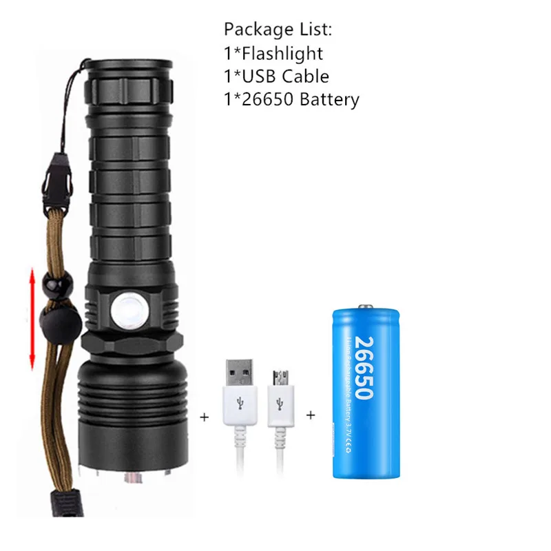 18650 26650 XHP70.2 светодиодный фонарик мощный XLamp XHP50 Перезаряжаемый USB Zoom фонарь XHP70 охотничий фонарь для самообороны - Испускаемый цвет: Package C
