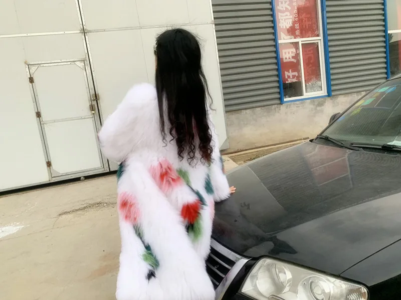 Новое Женское натуральное Тканое пальто из лисьего меха Верхняя одежда