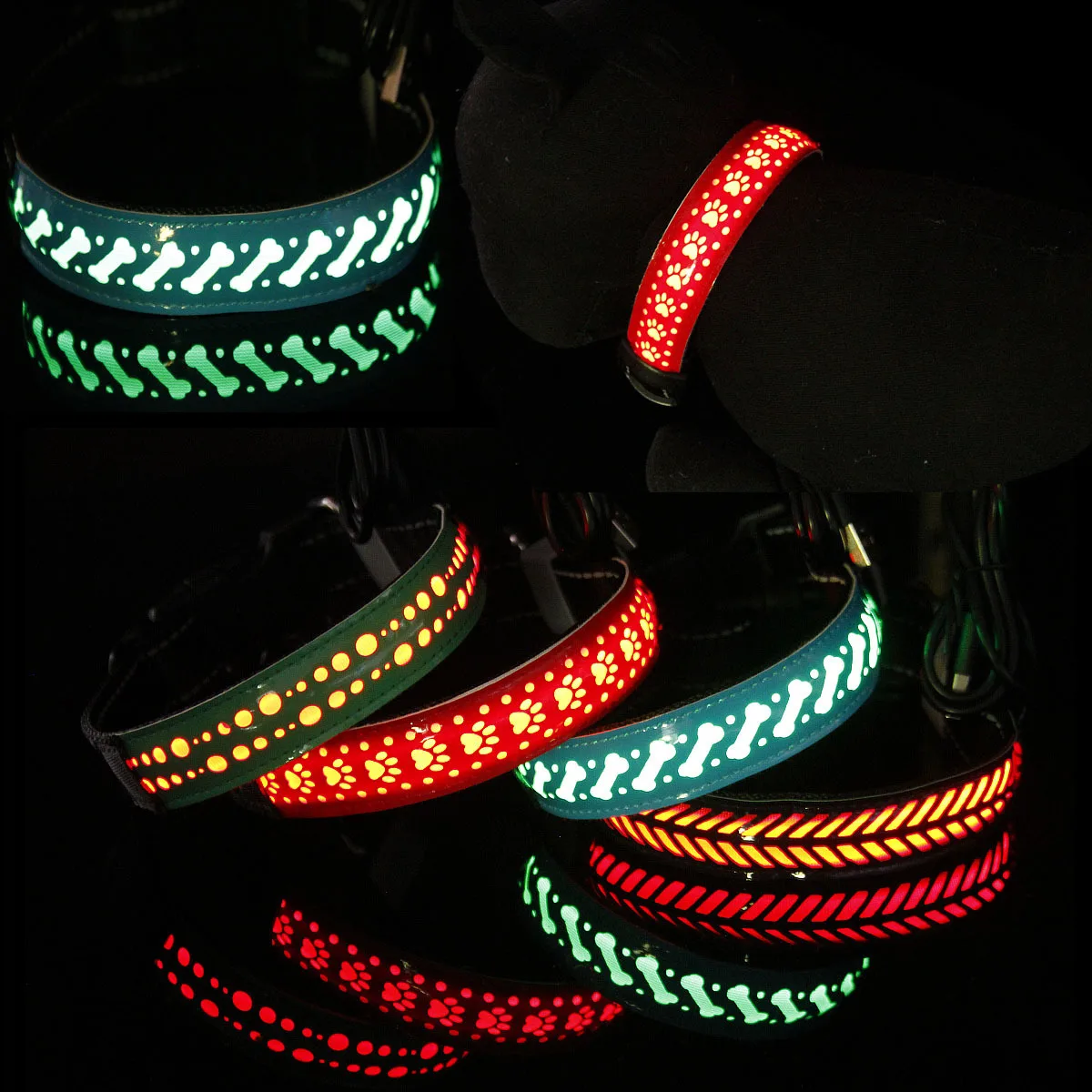 

LED Shining Pet Dog Collar Pu Varved Hide Substance Different Floral One's