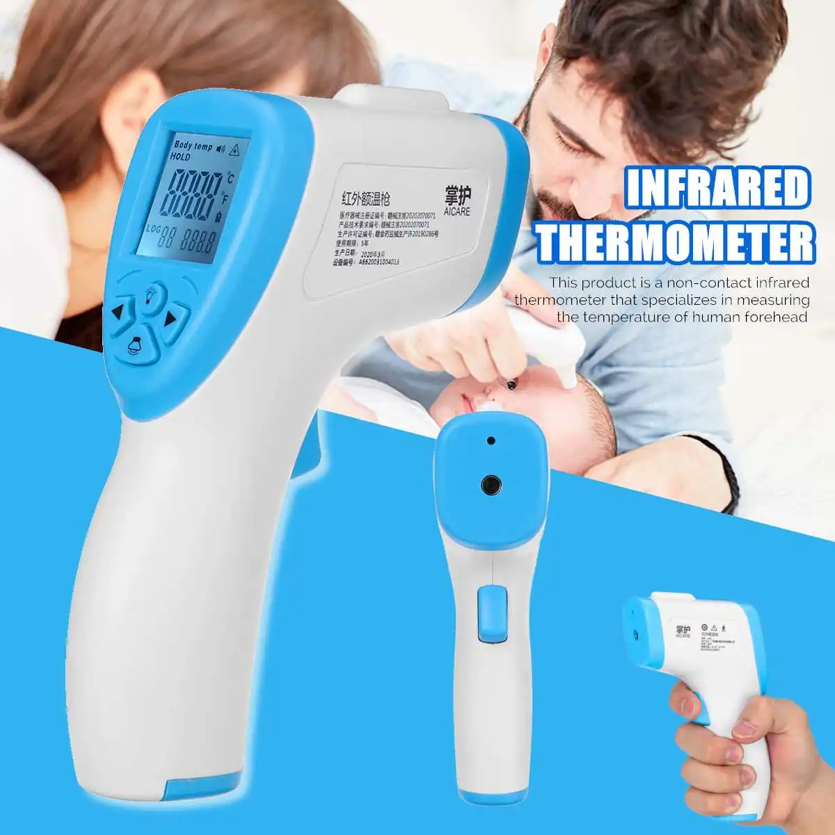 

Forehead Digital-Measure-Tool Digital Non Contact Infrared Body Thermometer Portable Non-contact Termometro for Baby/Adult