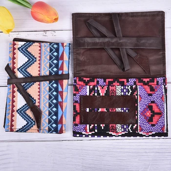 

National Style PU Tobacco Pouch With Holder Tobacco Wallet Bag Purse Bag Burning Piece Gift