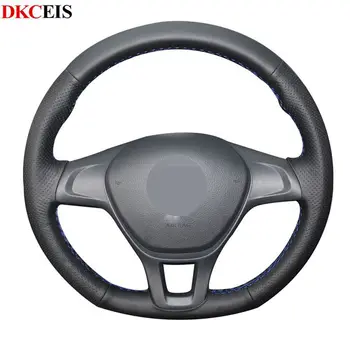 

Hand-stitched Black Soft Artificial Leather Steering Wheel Covers Wrap for Volkswagen VW Golf 7 Mk7 New Polo 2017 2016 2014 2015