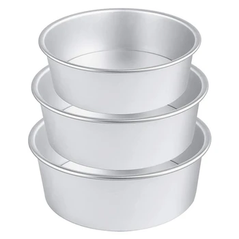 

3 Pcs Cake Pan,Non-Stick Cake Pan Set, Round Cake Pan with Removable Bottom for Wedding/Birthday/Christmas Cake Baking