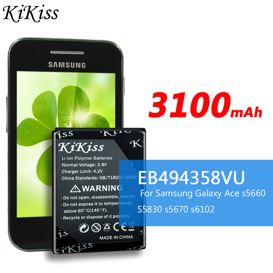 Аккумулятор 3100 мАч для Samsung Galaxy Ace S5830 B7510 I569 I579 I619 S5660 S5670 S5830I S5838 S6102 S6108 5830 EB494358VU трек