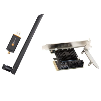 

1200Mbps USB Wifi Adapter 2.4GHz 5.8GHz RTL8812BU Wireless-AC Network Card & PCIE to 5-Port SATA3.0 Expansion Card