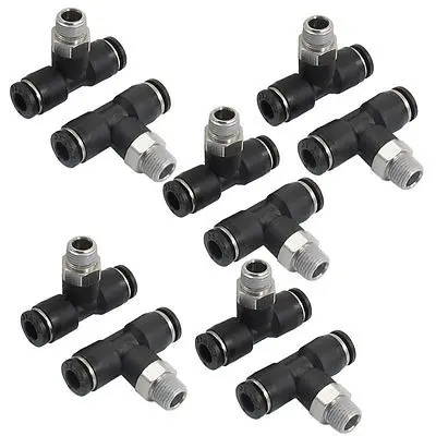 

10 Pcs 1/8" PT Male Thread 6mm One Touch Push In T Joint Quick Fittings