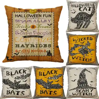 

HGLEGYW Case Home Decor bat Cotton Linen Pillow 18" Happy Hallowmas Cushion Covers