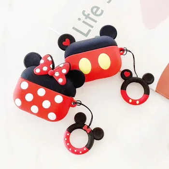 

TWS Bluetooth Earphone Case for Apple Airpods pro Protective Cover For air pods Box Key Ring Strap Cute Cartoon Silicone Mickey