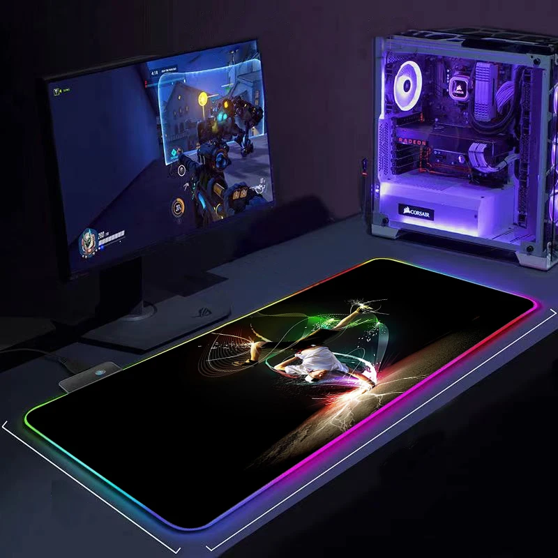 Mouse pad RGB Gaming Accessories Computer Large Mousepad Gamer Rubber Carpet With Backlit keyboard Cool hip hop Led Mouse pad