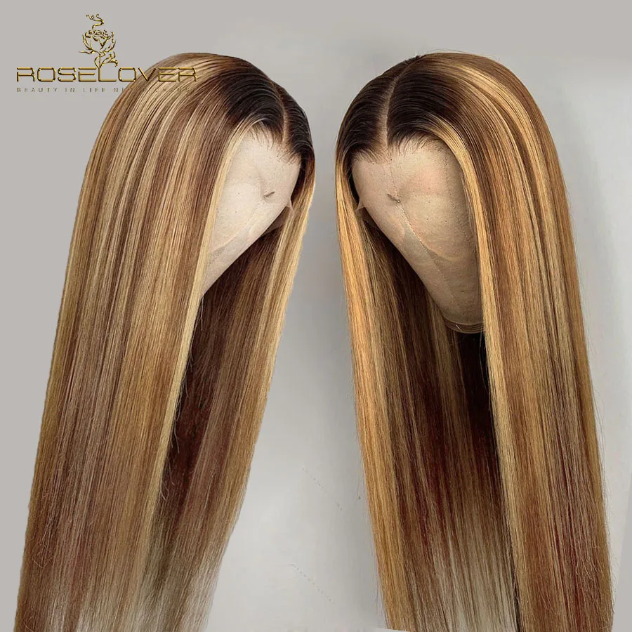 

#1B27 Wig 360 Lace Frontal Human Hair Wigs Ombre Honey Blonde Straight Brazilian Remy Pre Plucked with Baby Hair For Black Women