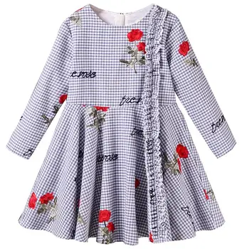 

Mother Daughter Flower Dresses Mommy Girl Long Sleeve Striped Match Twinning Party Dress Family Look Outfits Girl Mom Clothes