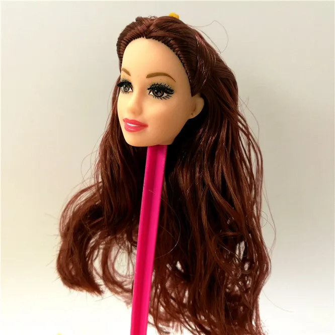 Самая низкая цена отличное качество Кукольная голова с цветными волосами Девушка самодельные аксессуары для кукол подарок для куклы Барби голова - Цвет: Doll head 2