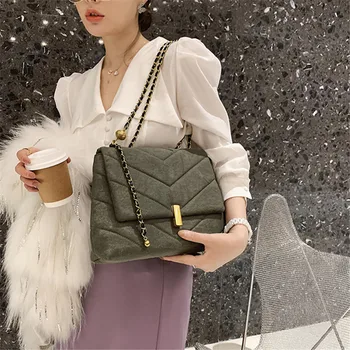 

Unusual Bag Brand Original Design 2020 HOT Fashion Shoulder Bag Slung Joker Rhombic Chain Bag Lingge Bag