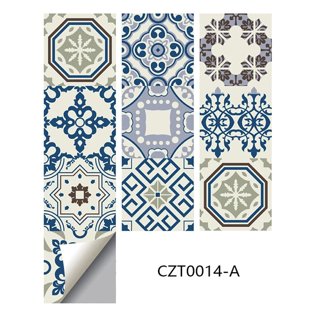30Pcs PVC Waterproof Self-Adhesive Wall Stickers Moroccan Style Furniture Kitchen Bathroom Floor Decorative Tile Stickers pattern 16