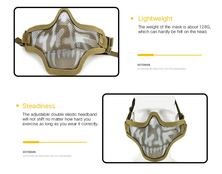 Tactical Protective Mask Camouflage Comfortable Lightweight Half Face Mesh Protective Mask Sport Hunting Accessories